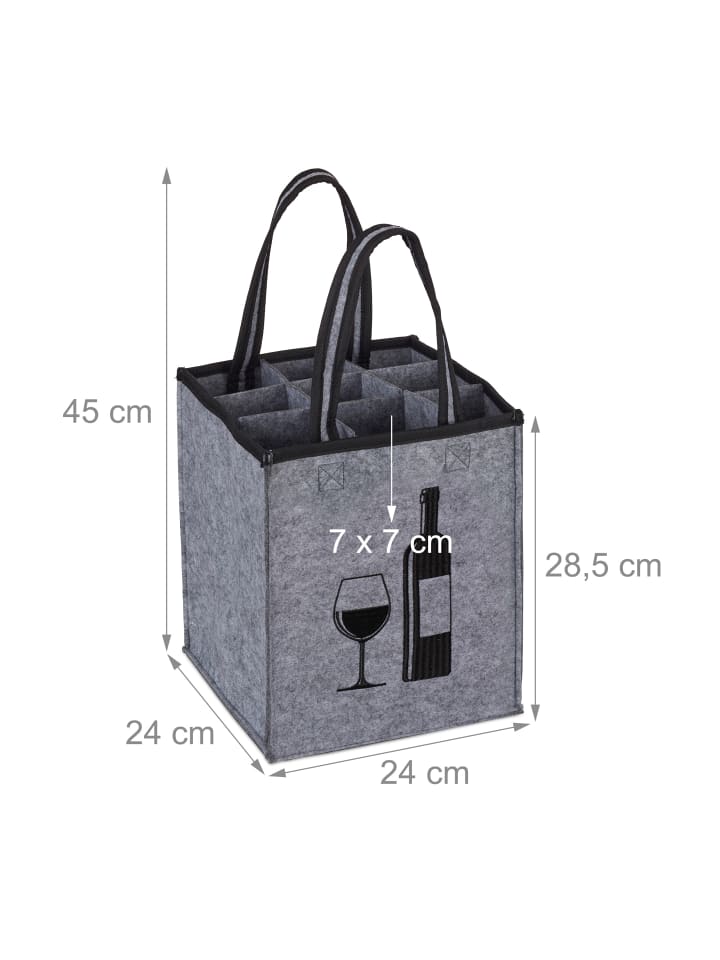 relaxdays Flaschentasche in Grau günstig kaufen onesize