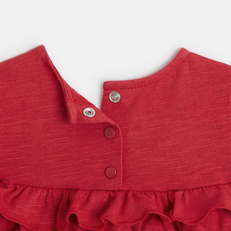 Robe bébé fille rouge uni en coton bébé fille Absorba