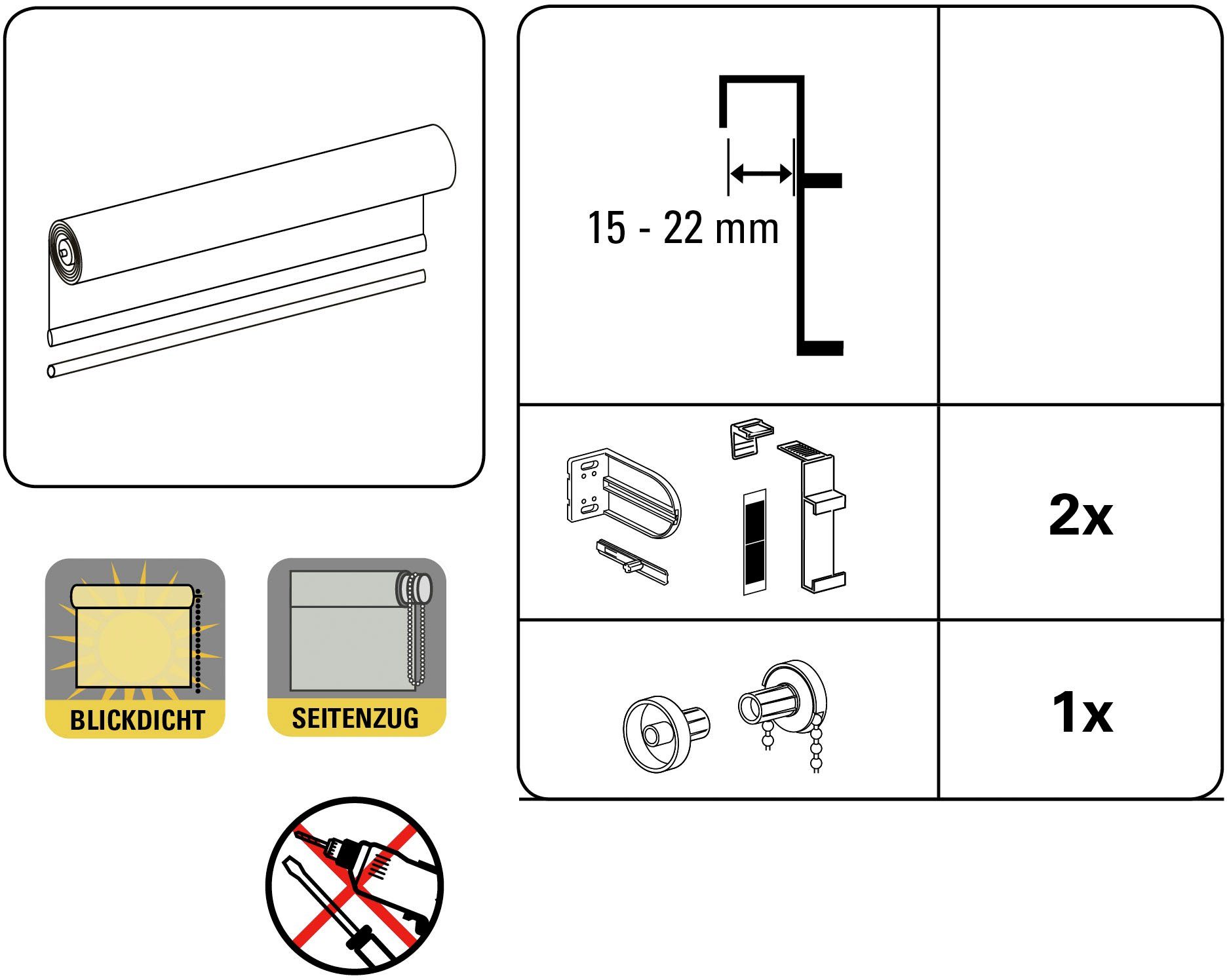 Seitenzugrollo Ornament, GARDINIA, Lichtschutz, ohne Bohren, freihängend, Klemmfix, vormontiert auf Montageschiene