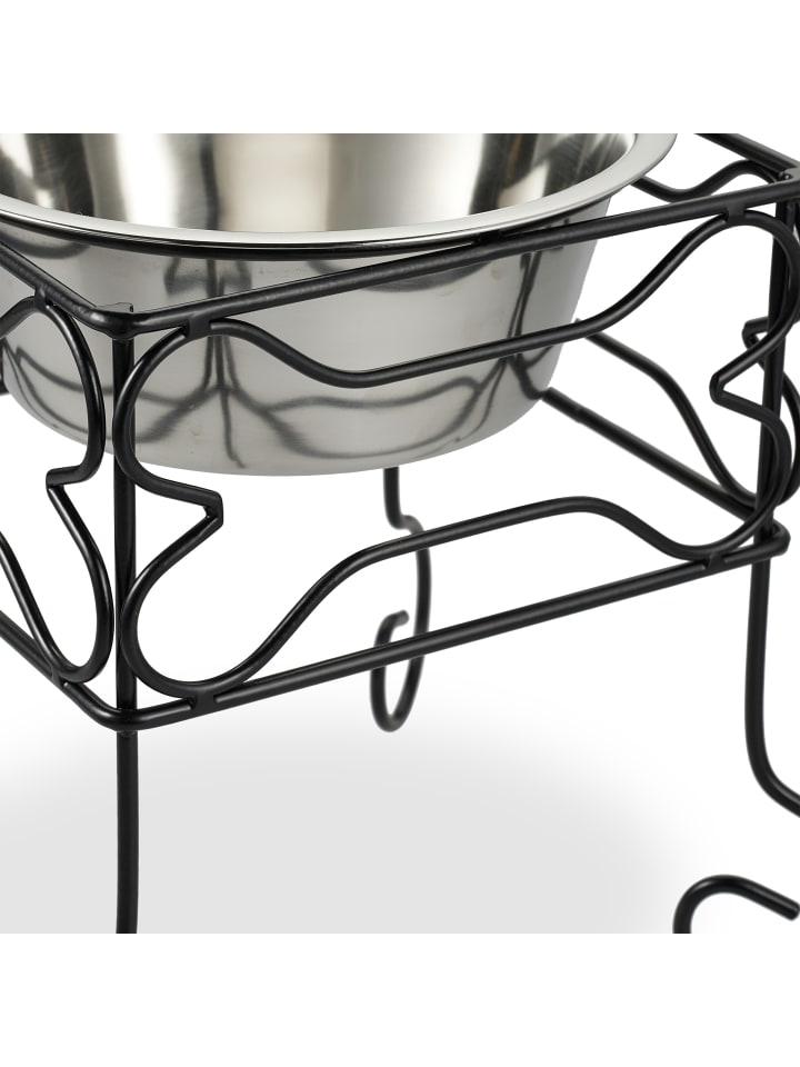 relaxdays Hundenapf in Schwarz/ Silber - (B)26 x (H)26 x (T)26 cm günstig kaufen onesize