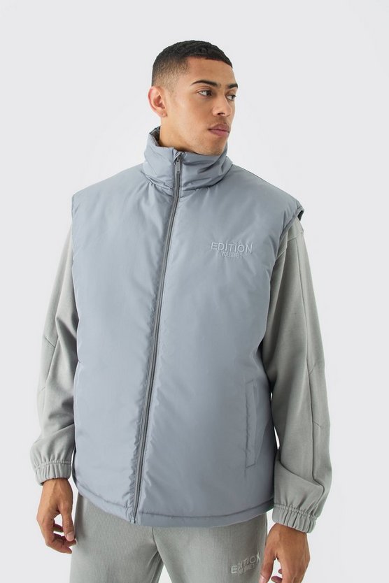 Oversize Weste mit Trichterkragen