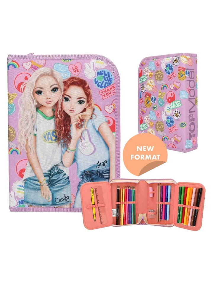 Depesche Deluxe Federtasche GIRL POWER inkl. Stifte TOPModel 5 x 15,5 x 22 cm in violett günstig kaufen onesize