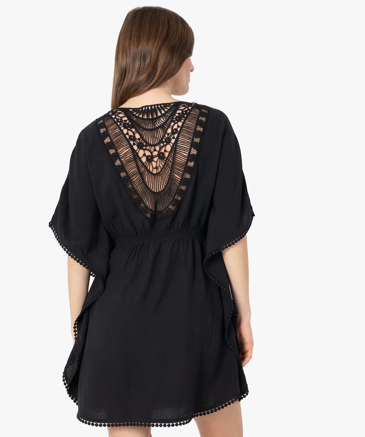 Robe de plage femme avec dos en dentelle noir | GEMO