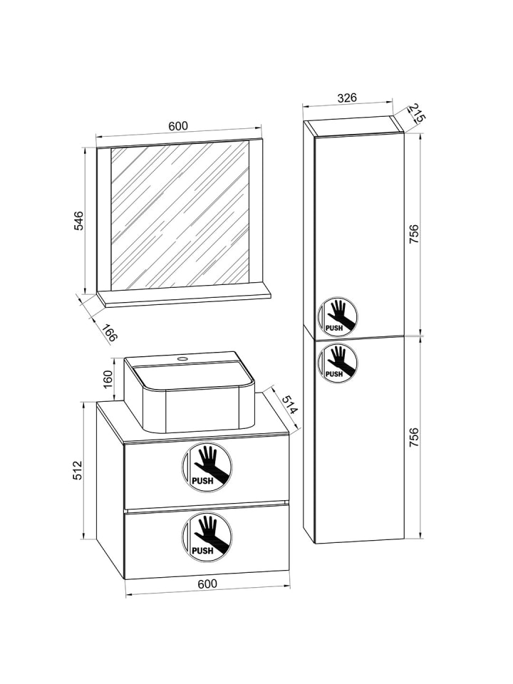 ebuy24 Badmöbelset LendasLBL anthrazit anthrazit 94 x 52 cm günstig kaufen onesize