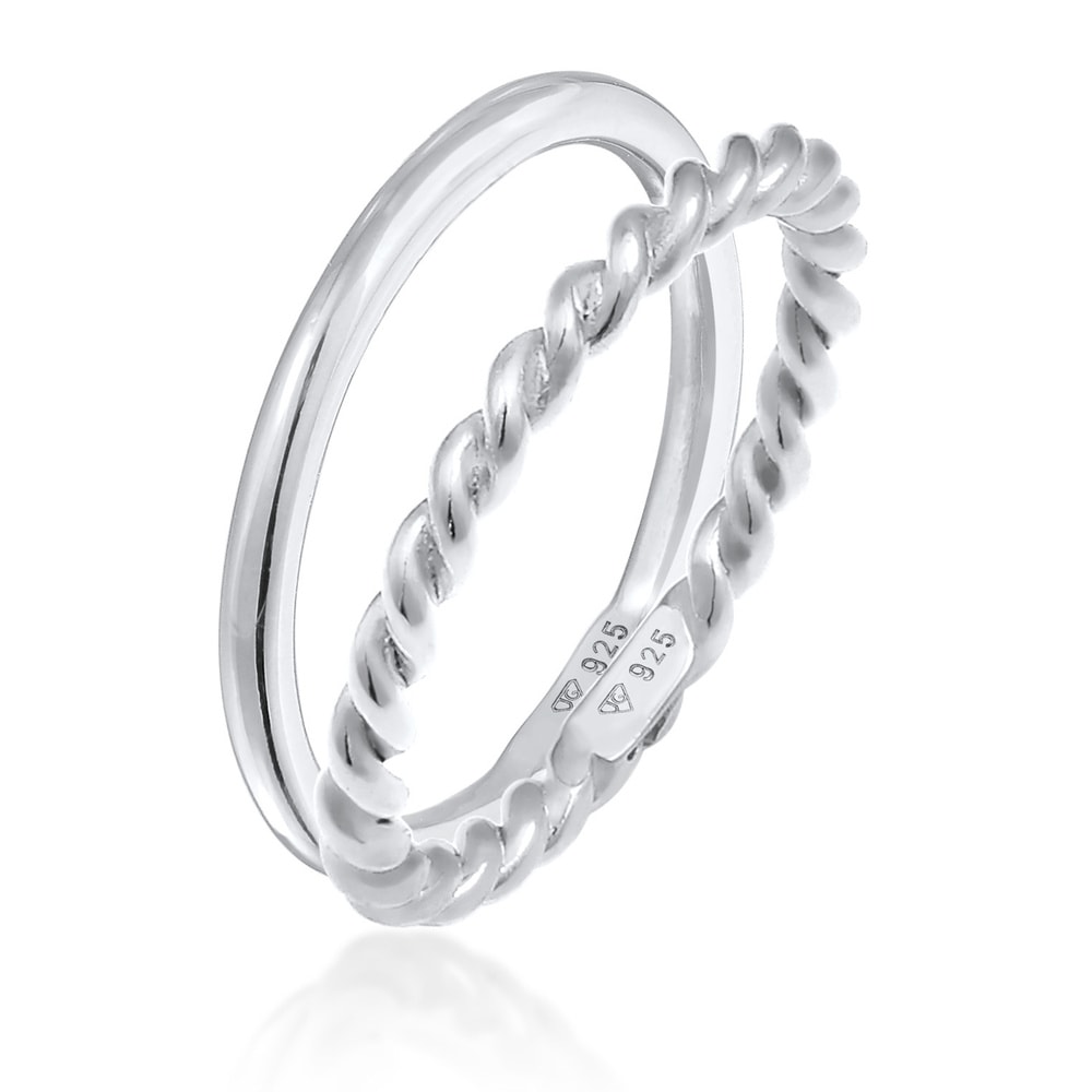 Elli Elli Bague Femmes Twisted Basic Set de 2 en argent sterling 925 Bague