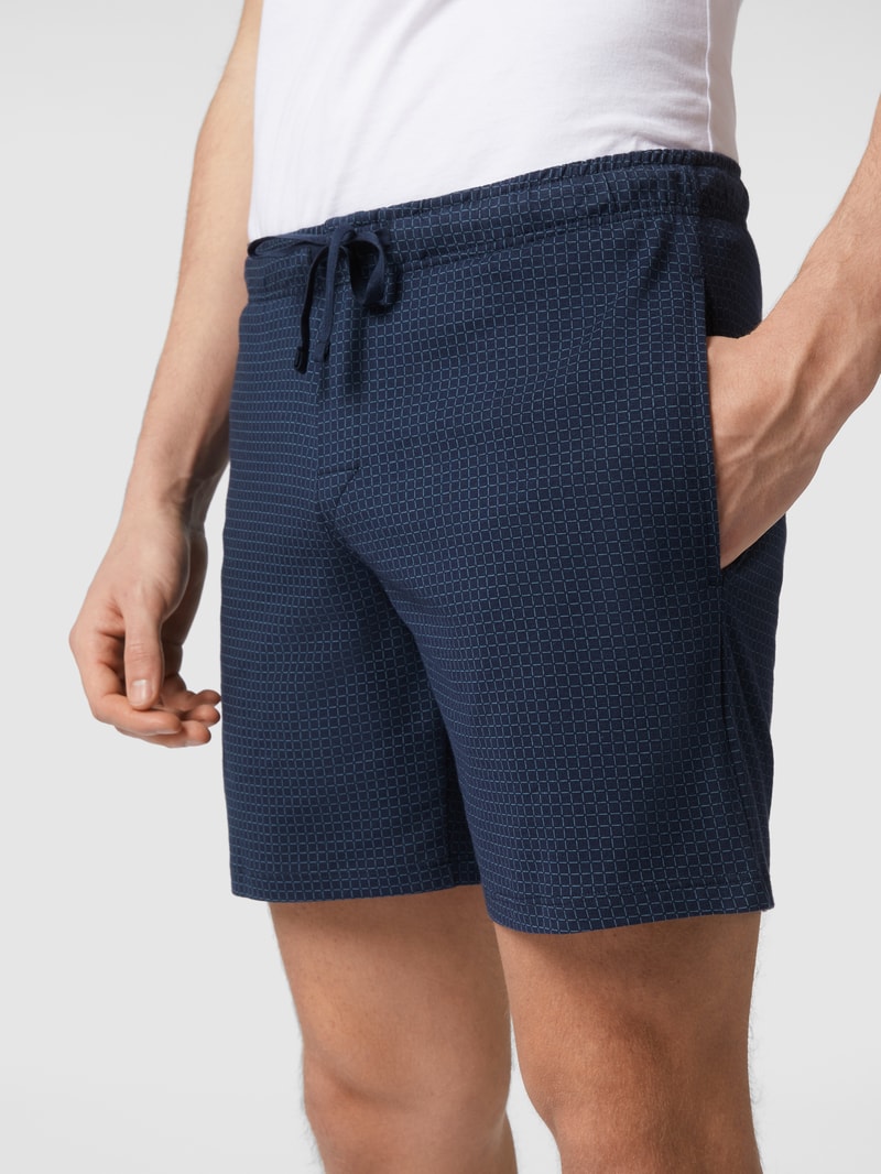 Sweatshorts mit Karomuster Modell 'Boxer' in dunkelblau