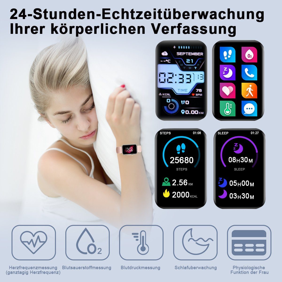 HYIEAR Smartwatch Damen, 1,57