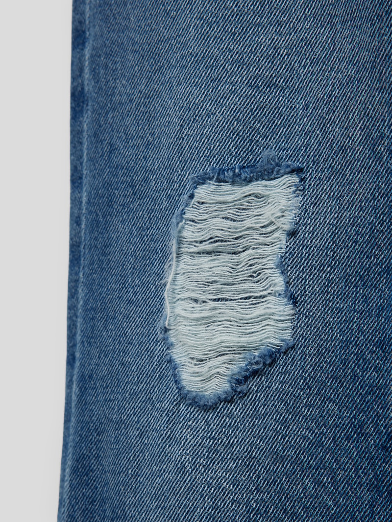 Mom Fit Jeans im Destroyed-Look in blau