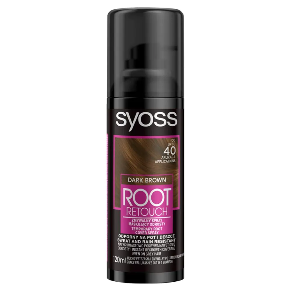 Syoss Root Retoucher спреј за маскирање израстања тамно смеђе боје
