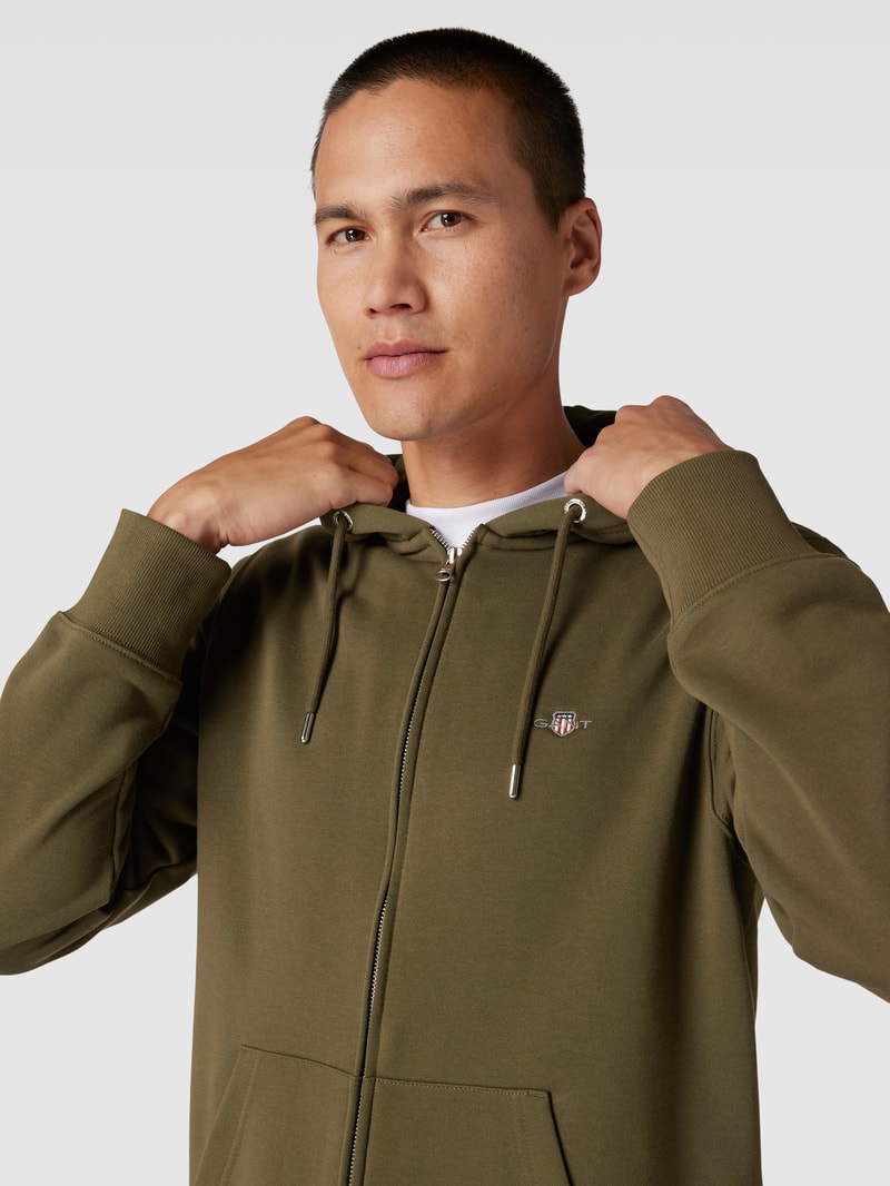 Sweatjacke mit Kapuze in olivgrün