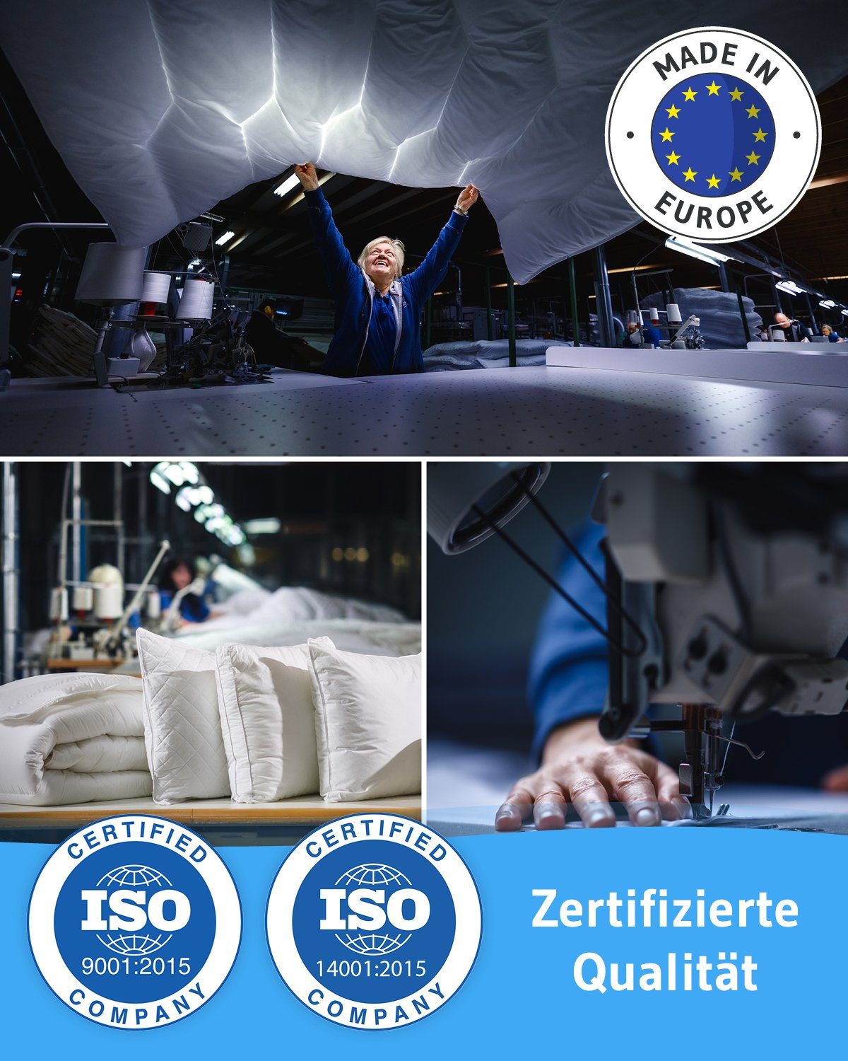 4-Jahreszeitenbett, BLANCO Ganzjahresdecke, Third of Life, Sanitized Ausrüstung gegen Bakterien & Milben, für Allergiker geeignet