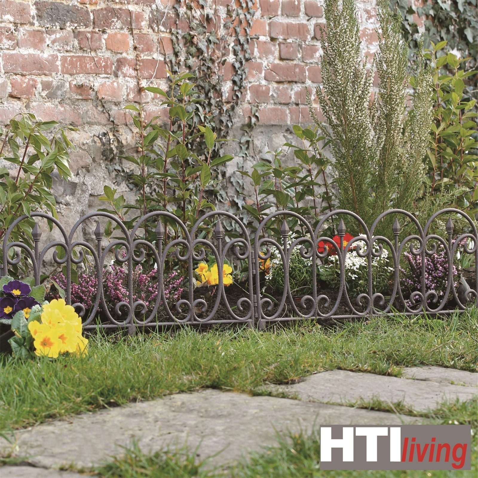 HTI-Living Beetbegrenzung Zierzaun Schnörkel 4-teilig Nessa, Beeteinfassung Beetbegrenzung