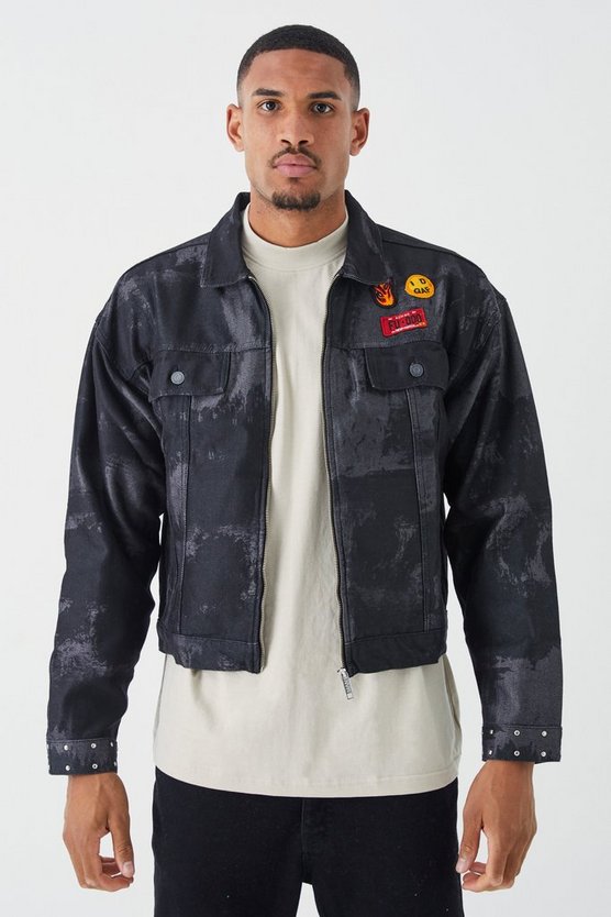 Tall kastige gebleichte Jeansjacke