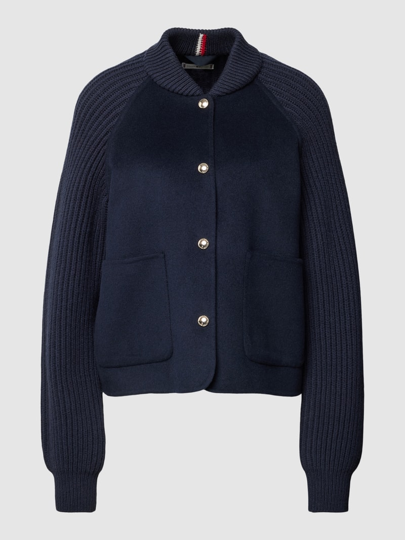 Wolljacke mit Eingrifftaschen in marineblau