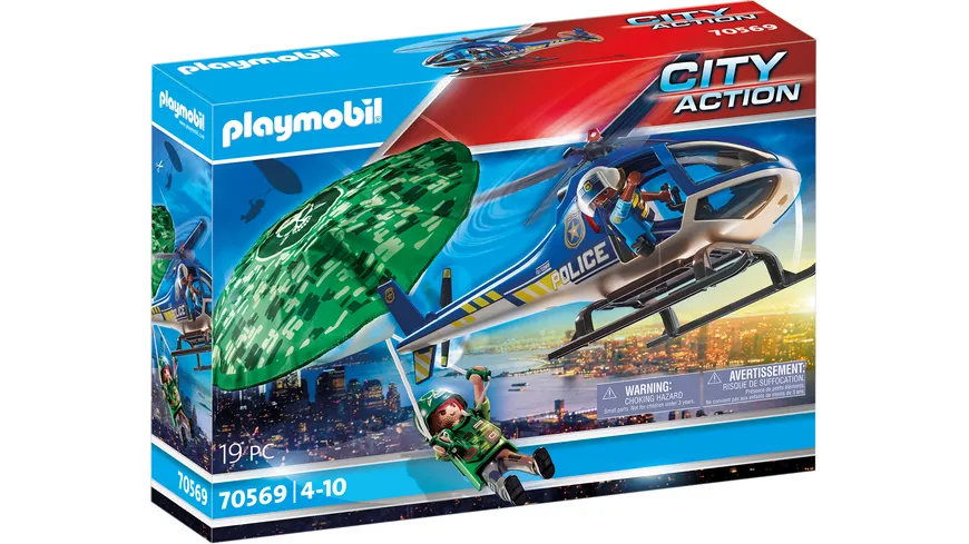 PLAYMOBIL 70569 - City Action - Polizei-Hubschrauber: Fallschirm-Verfolgung