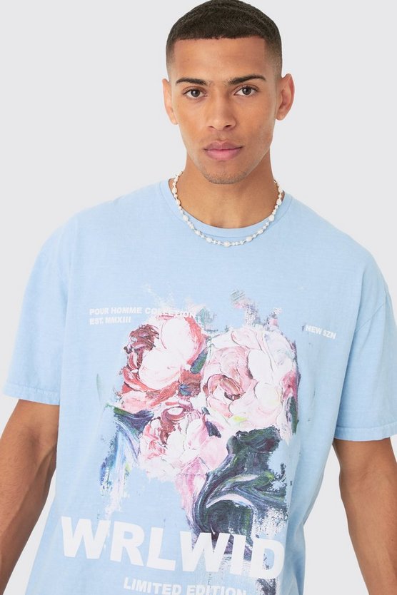 Oversize T-Shirt mit floralem Print