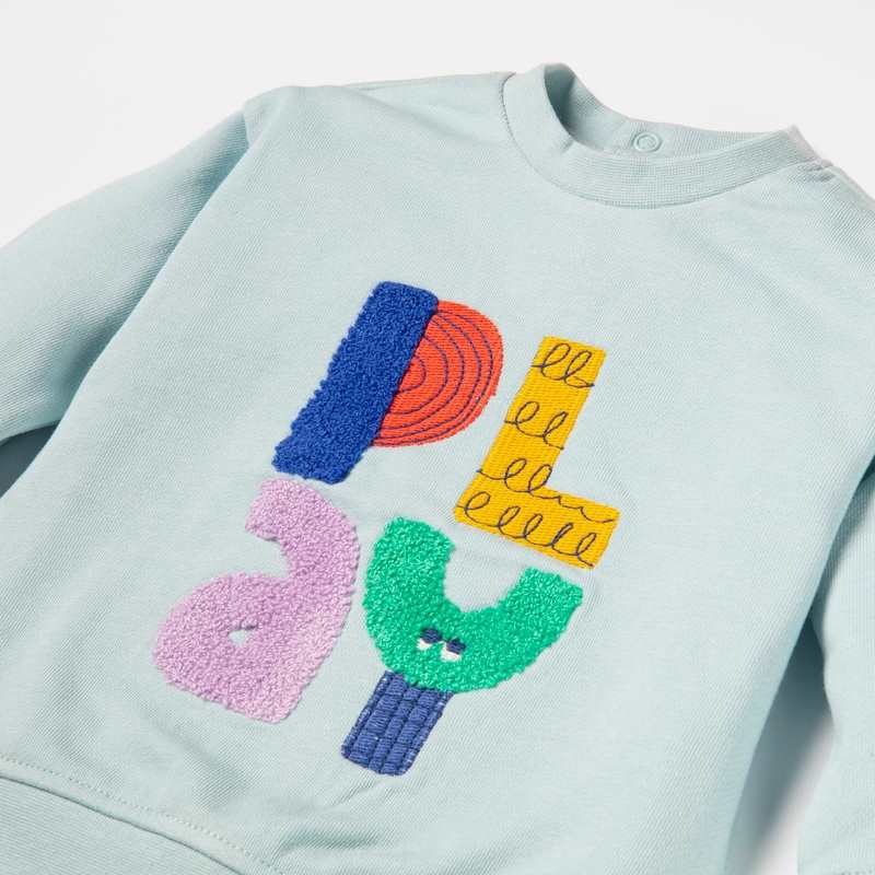 Sweat bébé garçon à maxi typo en coton recyclé bleu Catimini