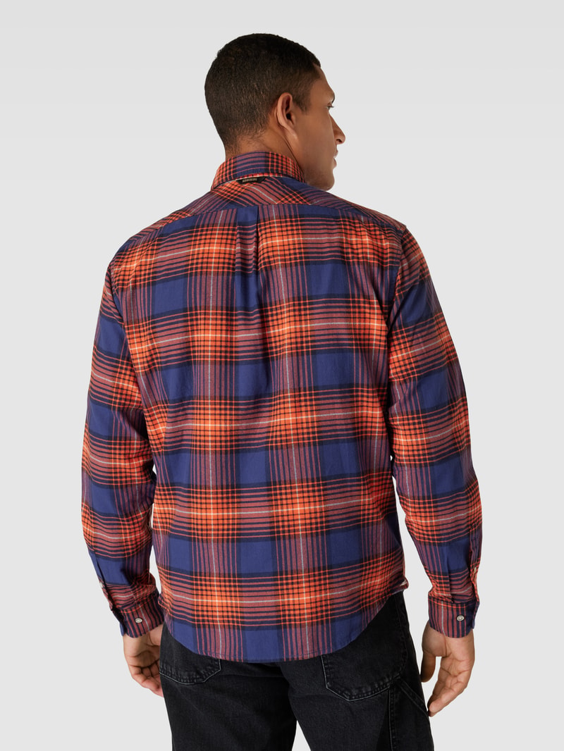 Freizeithemd mit Karomuster und Button-Down-Kragen in orange