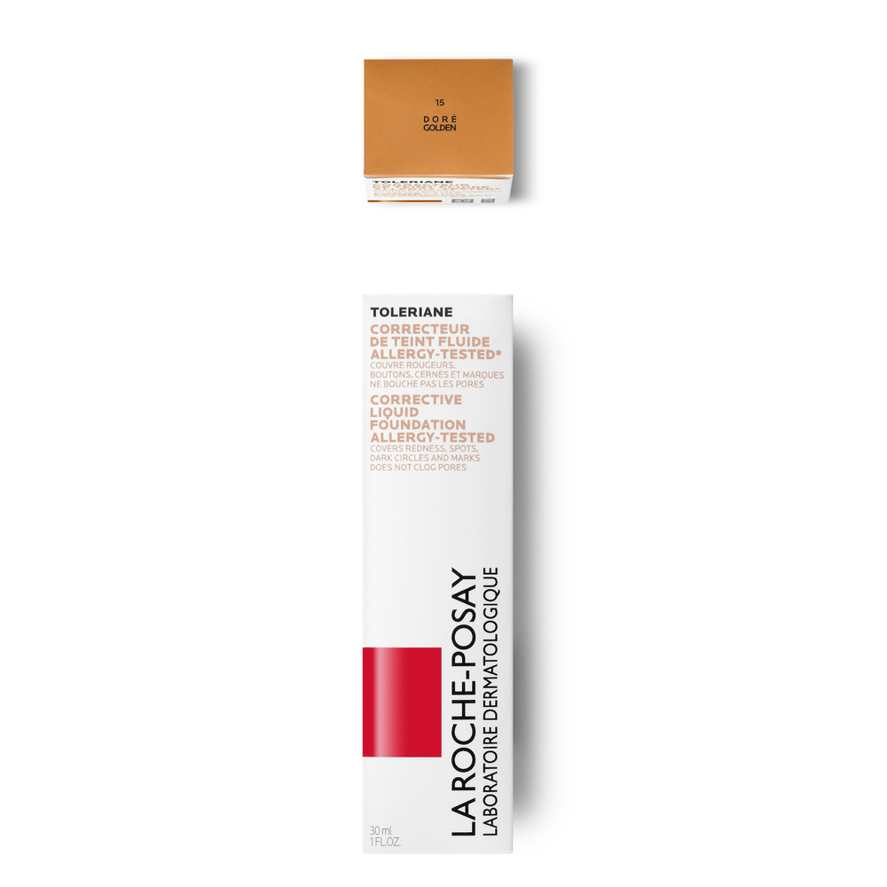 La Roche-Posay Toleriane Correcteur de teint fluide 15doré Fond de Teint Fluide Correcteur Imperfections Peaux Sensibles et Allergiques