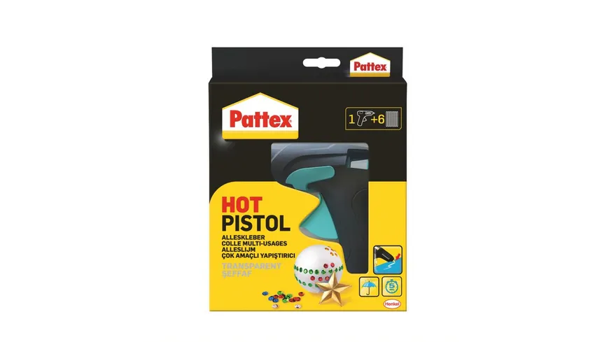 Pattex Hot Pistol Heißklebepistole Starter Set 1x Klebepistole + 6x Klebesticks schwarz
