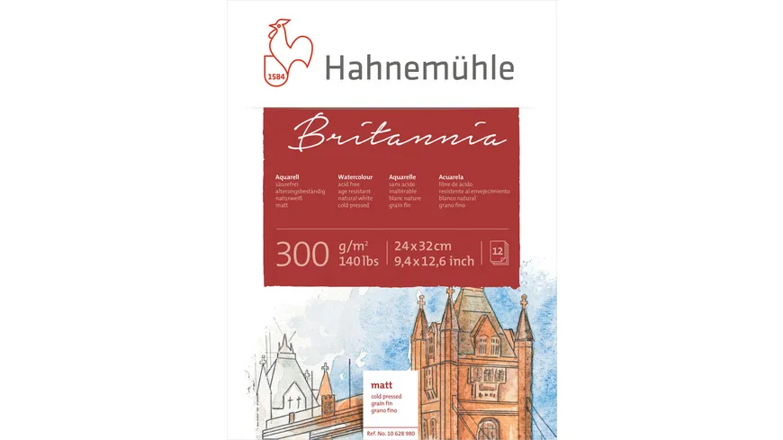 Hahnemühle Aquarellblock Britannia 24 x 32cm 12 Blatt