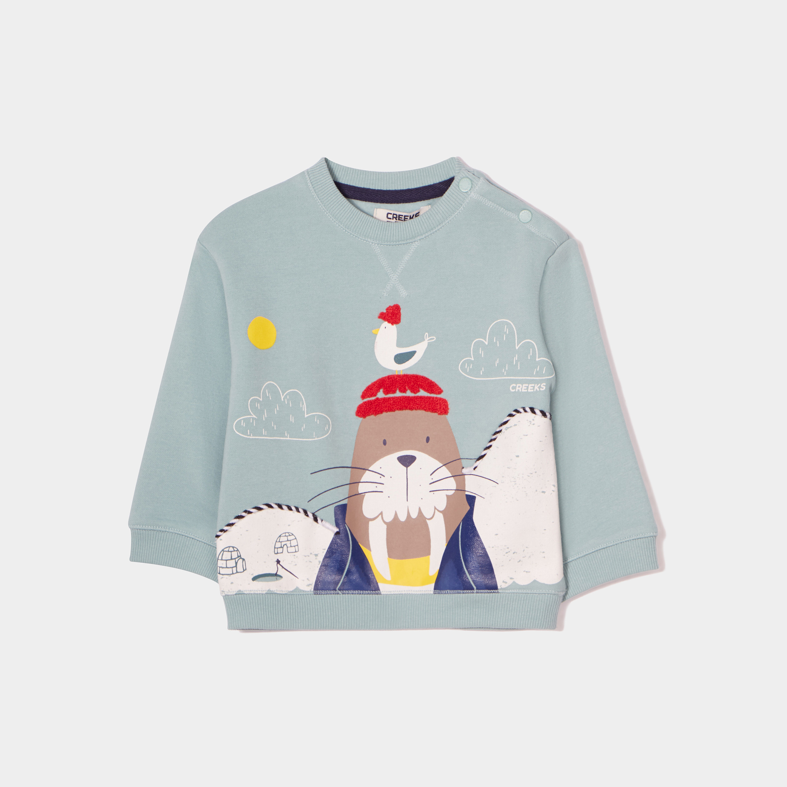 Sweat boutonné manches longues Creeks vert clair bébé garçon | La Halle