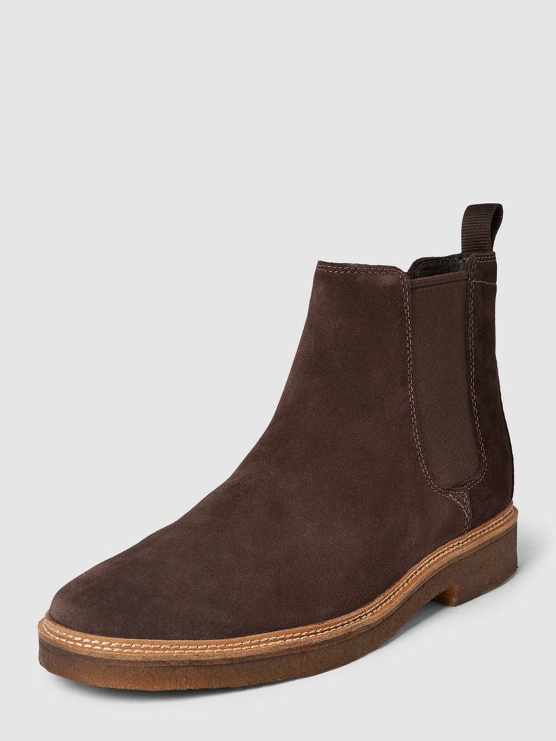 Chelsea Boots aus Leder-Mix in dunkelbraun