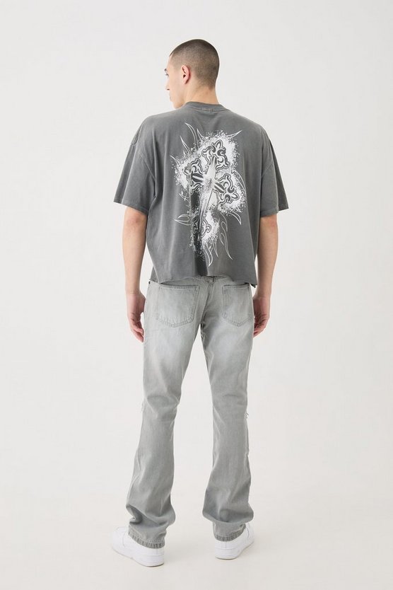 Slim-Fit Schlagjeans mit Rissen