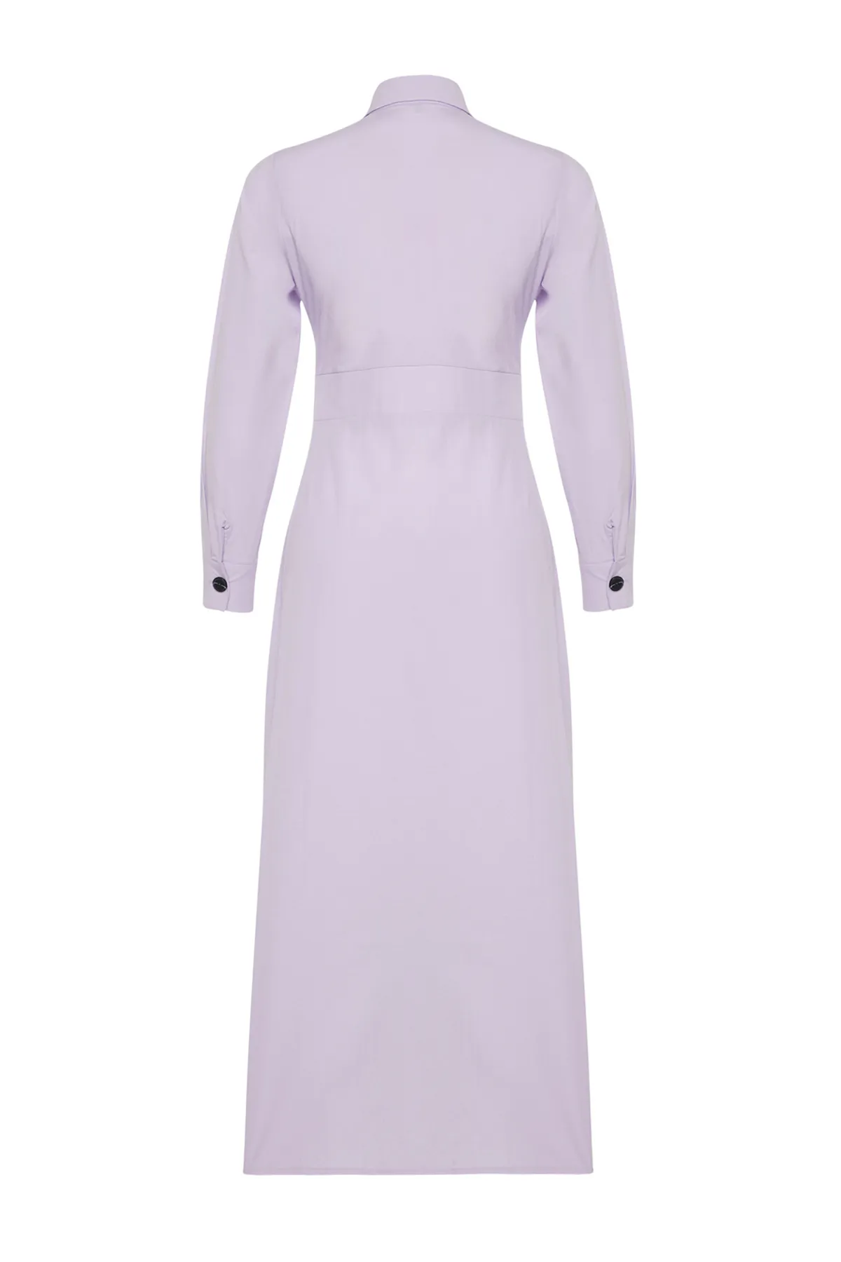 Trendyol Modest  Lila Hemdkragen-Knopfdetail, einfarbig gewebtes Kleid TCTSS24EB00116