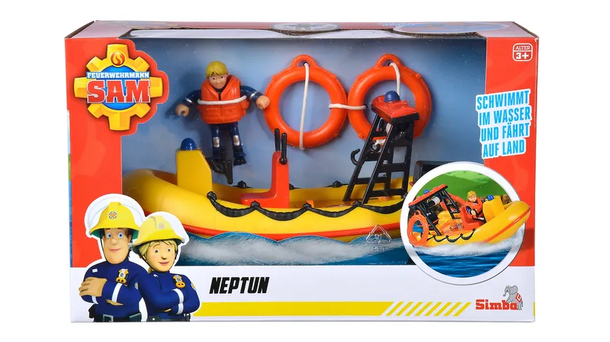 Simba 109252571 - Feuerwehrmann Sam - Neptun Boot mit Figur