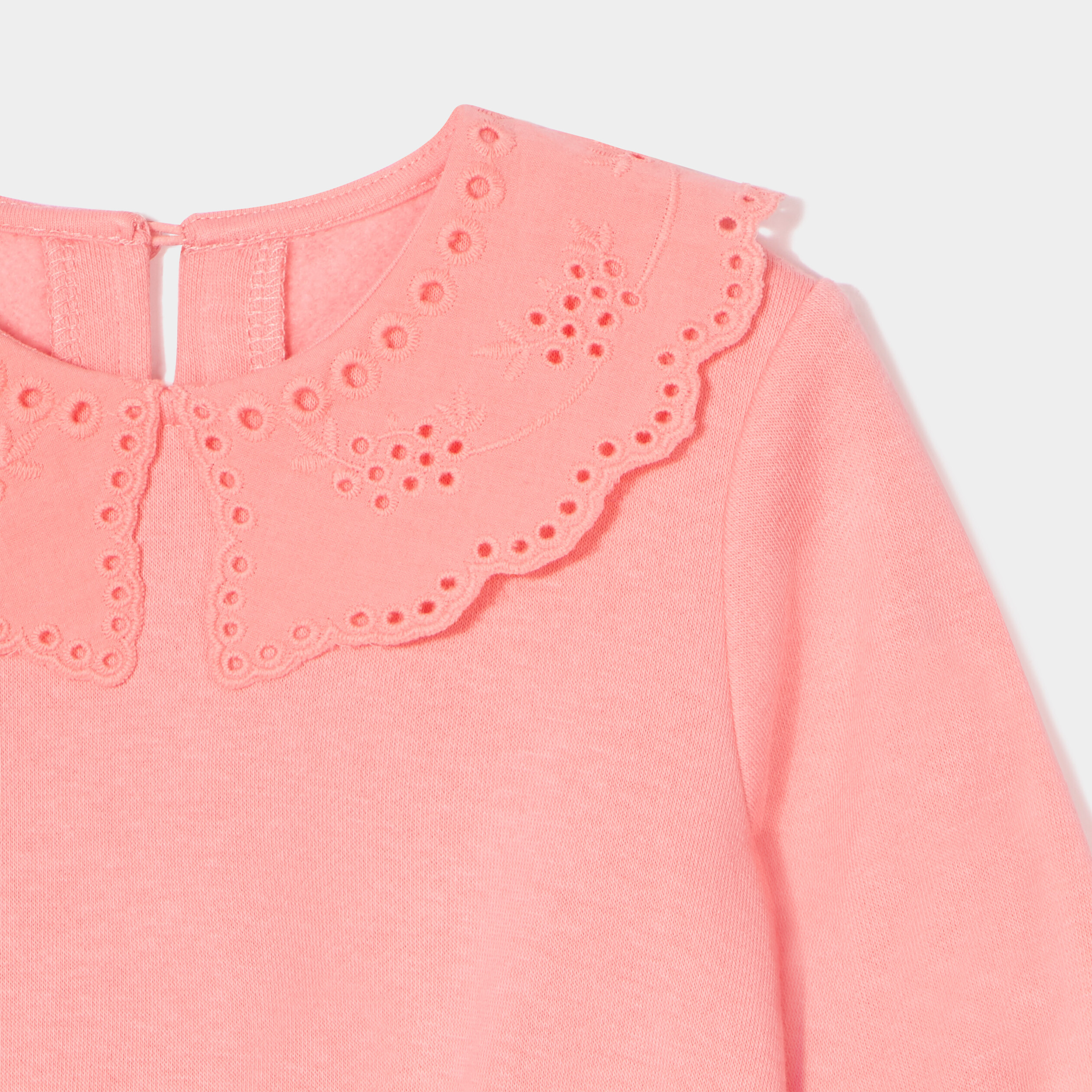Sweat col claudine en broderie anglaise rose bébé fille | La Halle