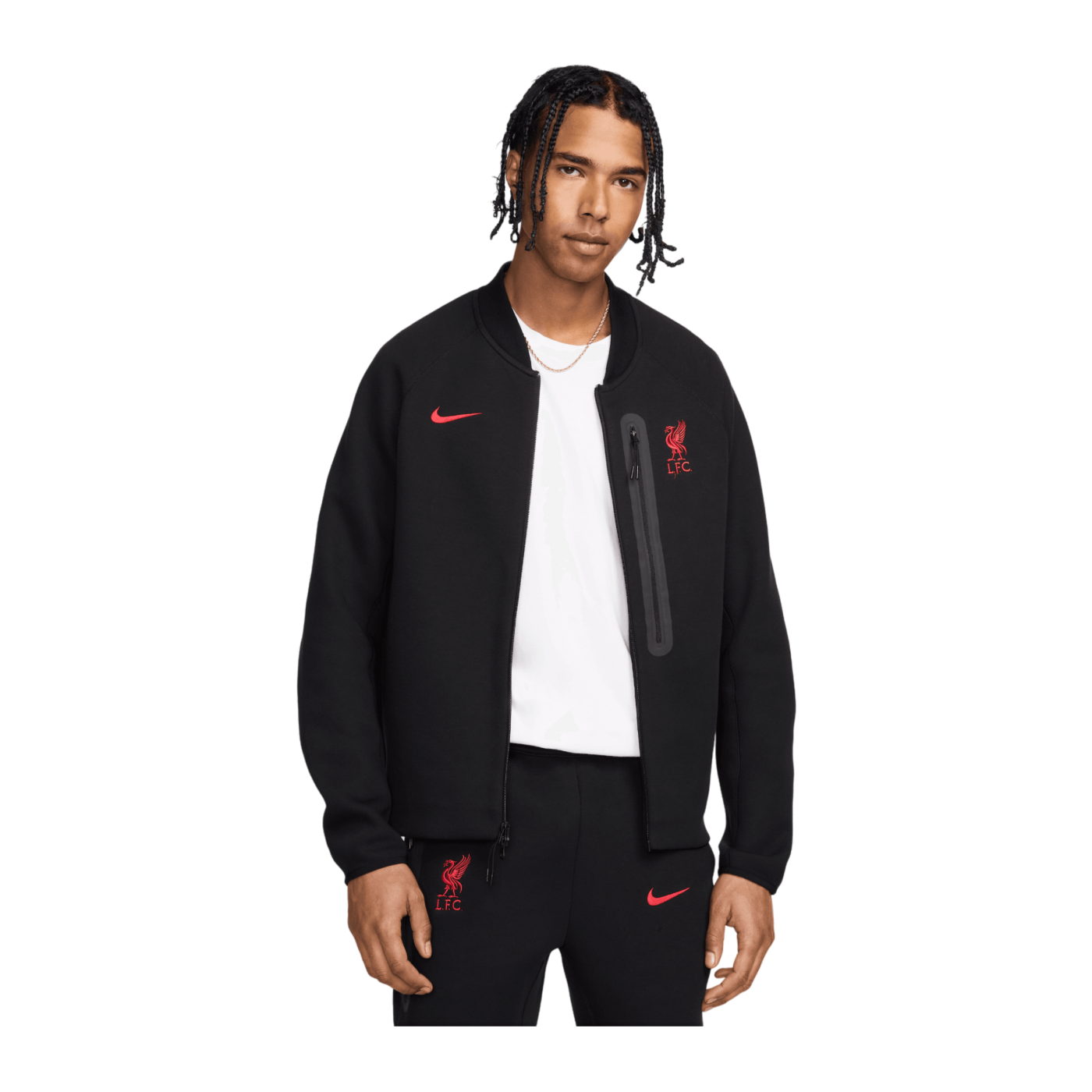 Nike FC Liverpool Tech Fleece Kapuzenjacke Schwarz F010