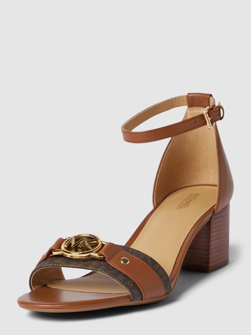 Sandaletten mit Label-Applikation Modell 'RORY FLEX' in camel