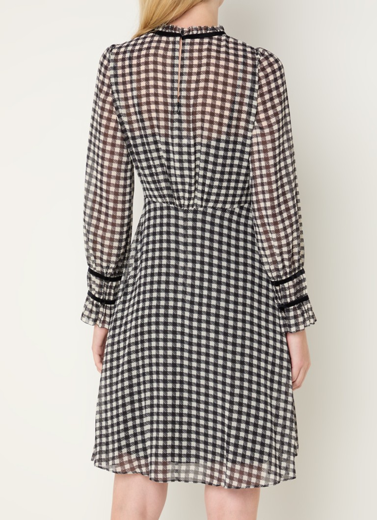 Vestido túnica midi semitransparente Verity de LKBennett con estampado de cuadros.