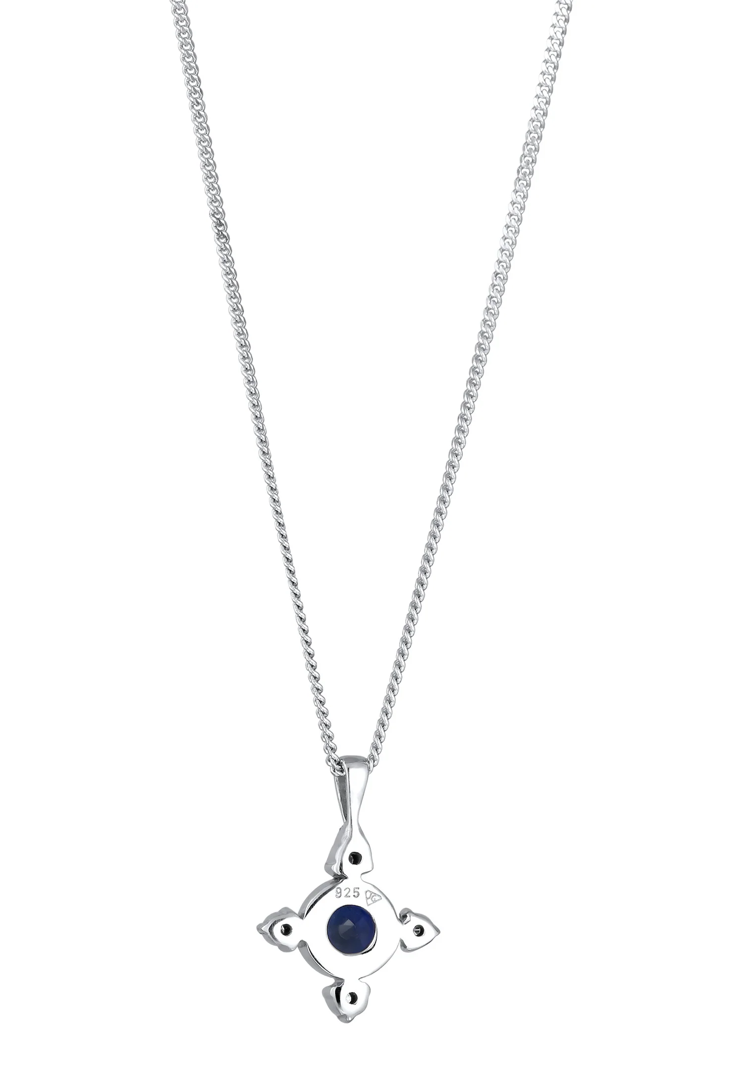 Elli DIAMONDS ogrlica s kamenom, ženski privjesak s križem, plavi safir, briljantno bijeli dijamant brušen laboratorijskim rezom (0,016 ct), 925 sterling srebro, 40 cm