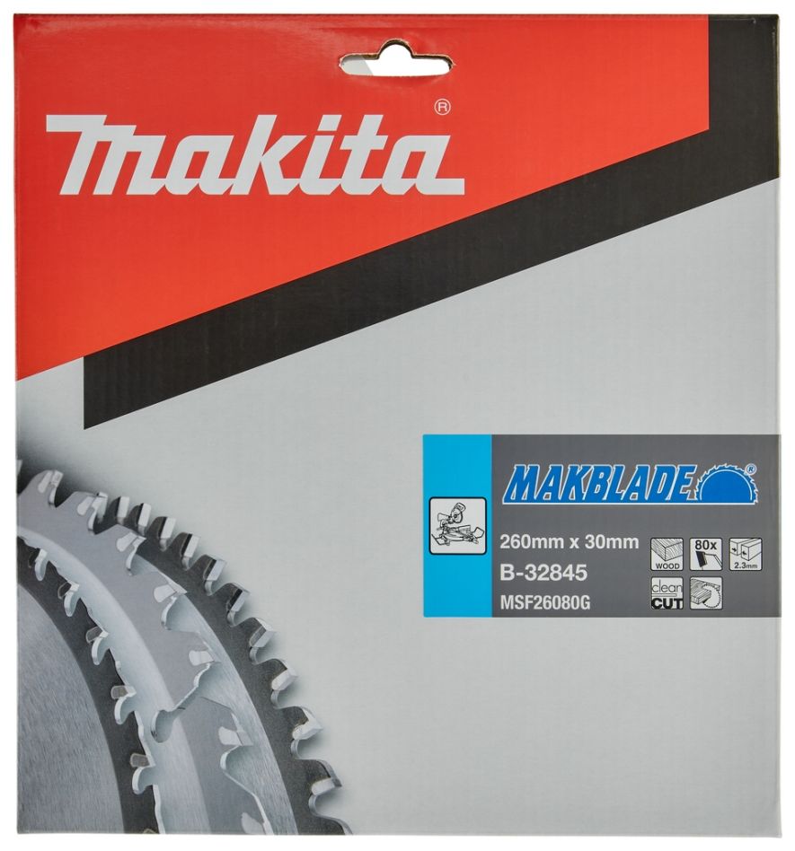 Makita Tillbehör B-32845 Trä Kap- och geringssågblad Makblade 260x30x2.3 80T 5g