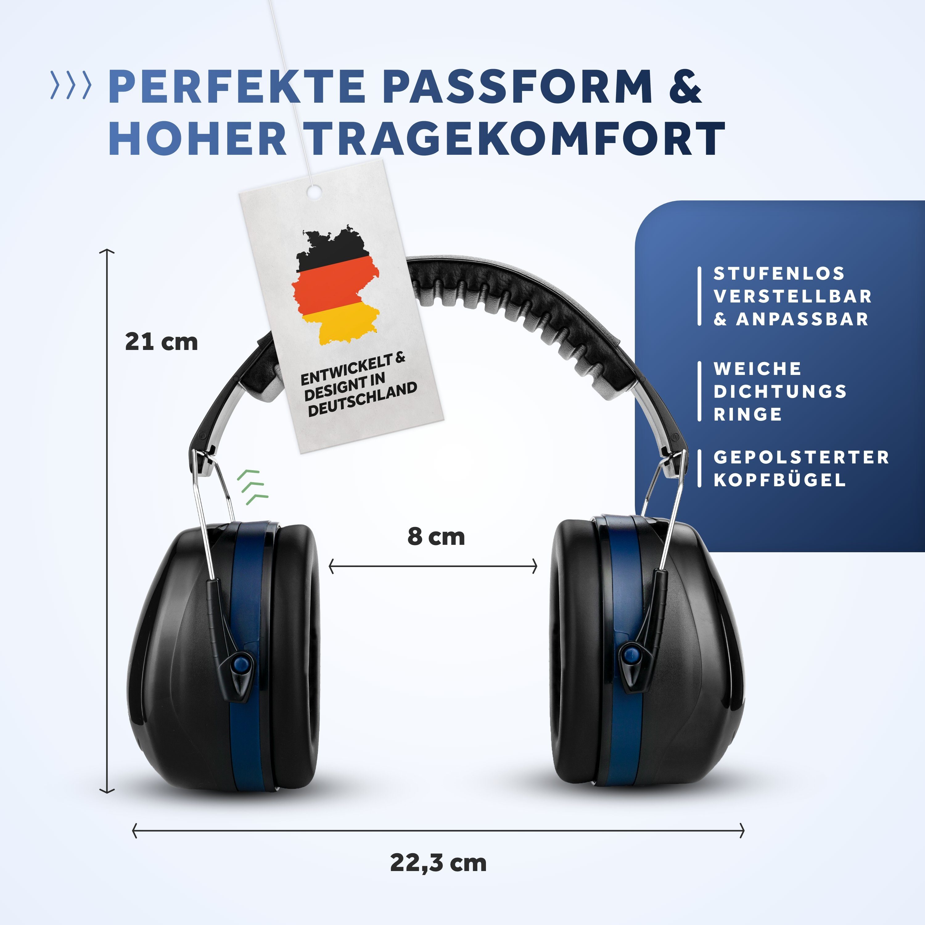 Schallwerk Kapselgehörschutz SCHALLWERK ® Work+, Arbeitsgehörschutz – größenverstellbar