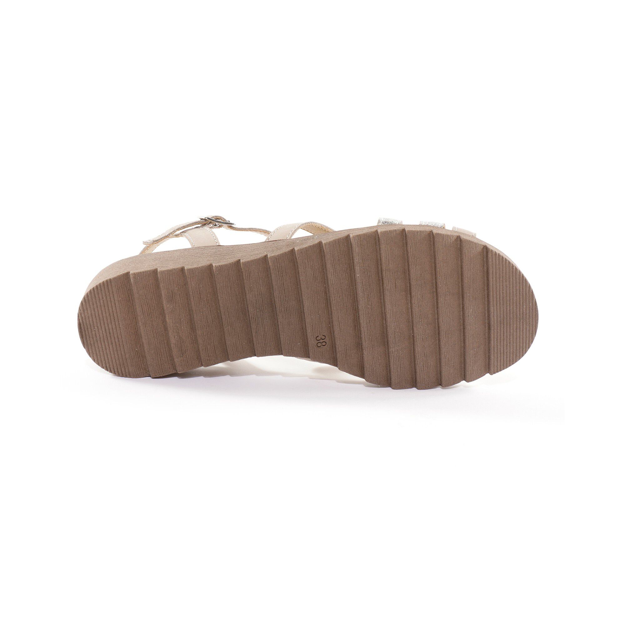 Sandales compensées cuir bi-matière