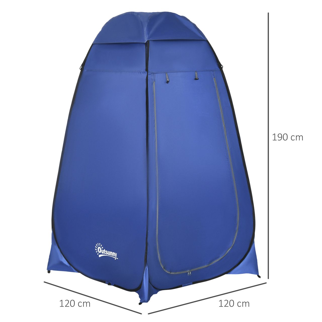 Outsunny Pop up Toilettenzelt Mobiles Camping Duschzelt Umkleidezelt mit Innentasche Duschkabine Umkleidekabine Wasserfest Polyester Dunkelblau 120 x 120 x 190 cm