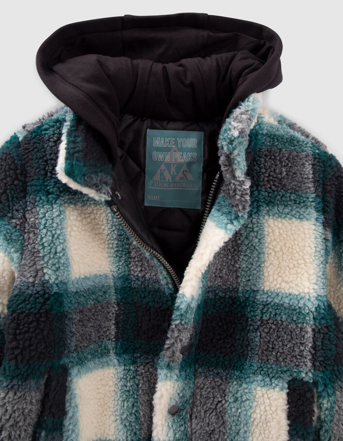 Veste verte en Sherpa à carreaux garçon