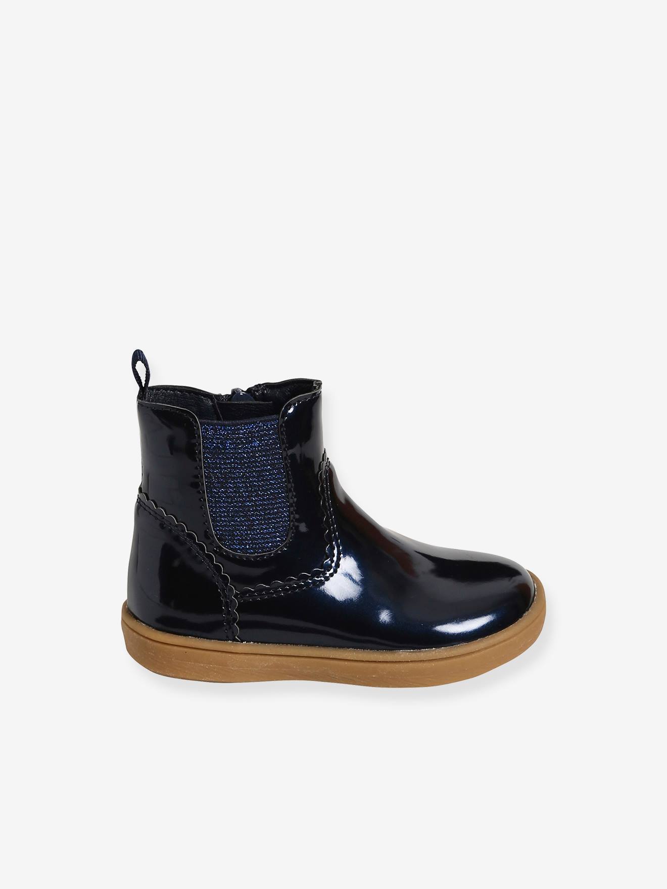 Vertbaudet Mädchen Baby Boots, Lackoptik - bordeaux