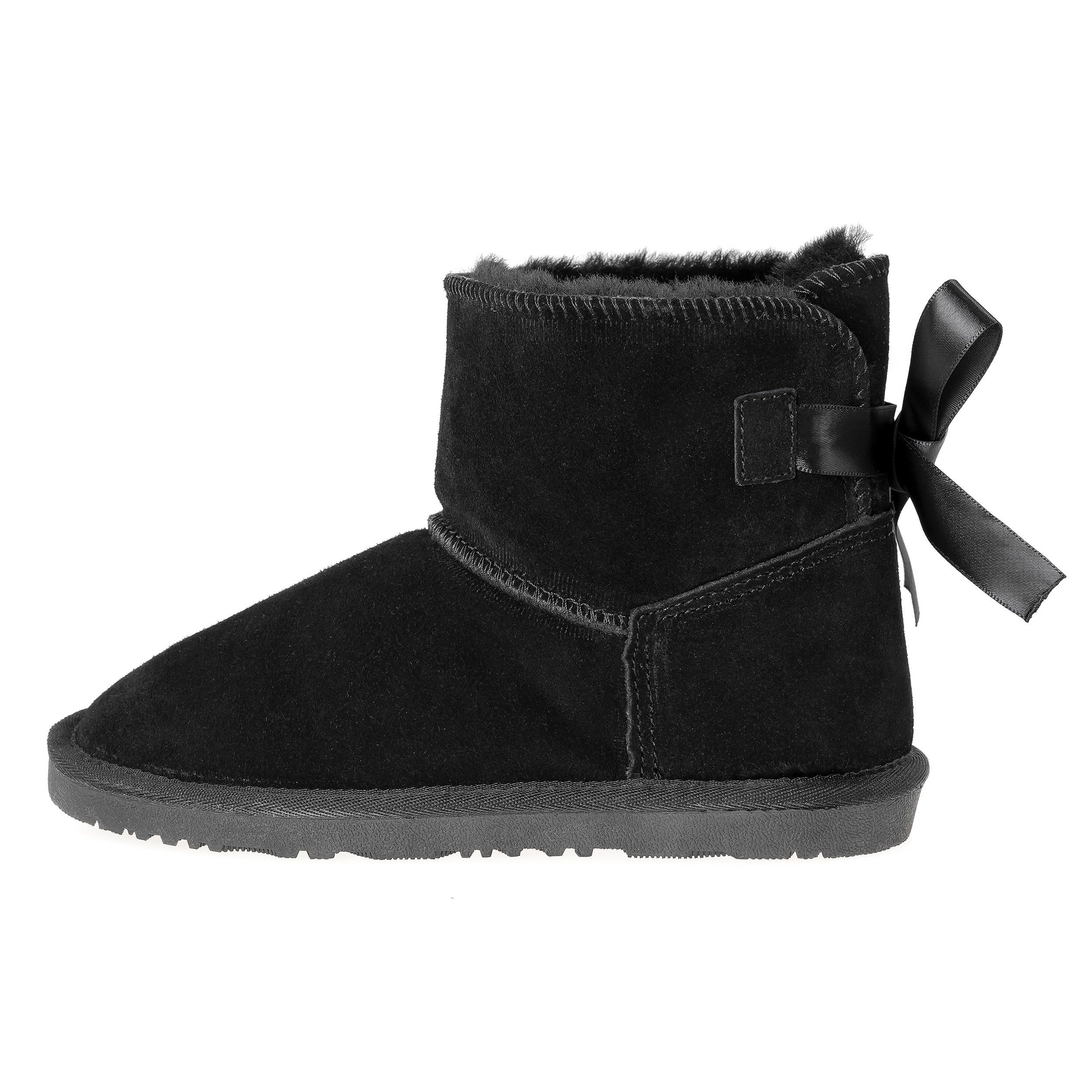 kamelshopping Mädchen Winterstiefel zum Schlupfen Winterboots moderner Winterschuh für Mädchen Lammfell gefüttert, rutschsichere Sohle, Verlourleder