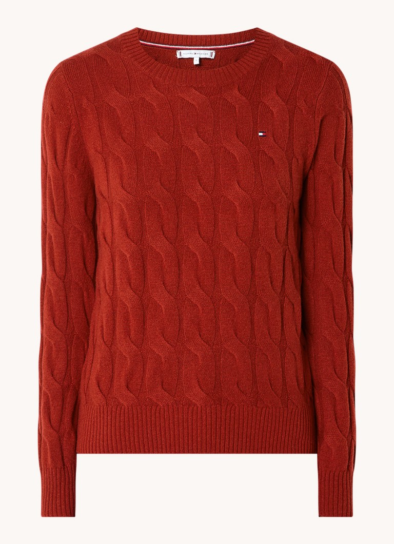 Tommy Hilfiger Kabelgebreide pulóver van wol logóval