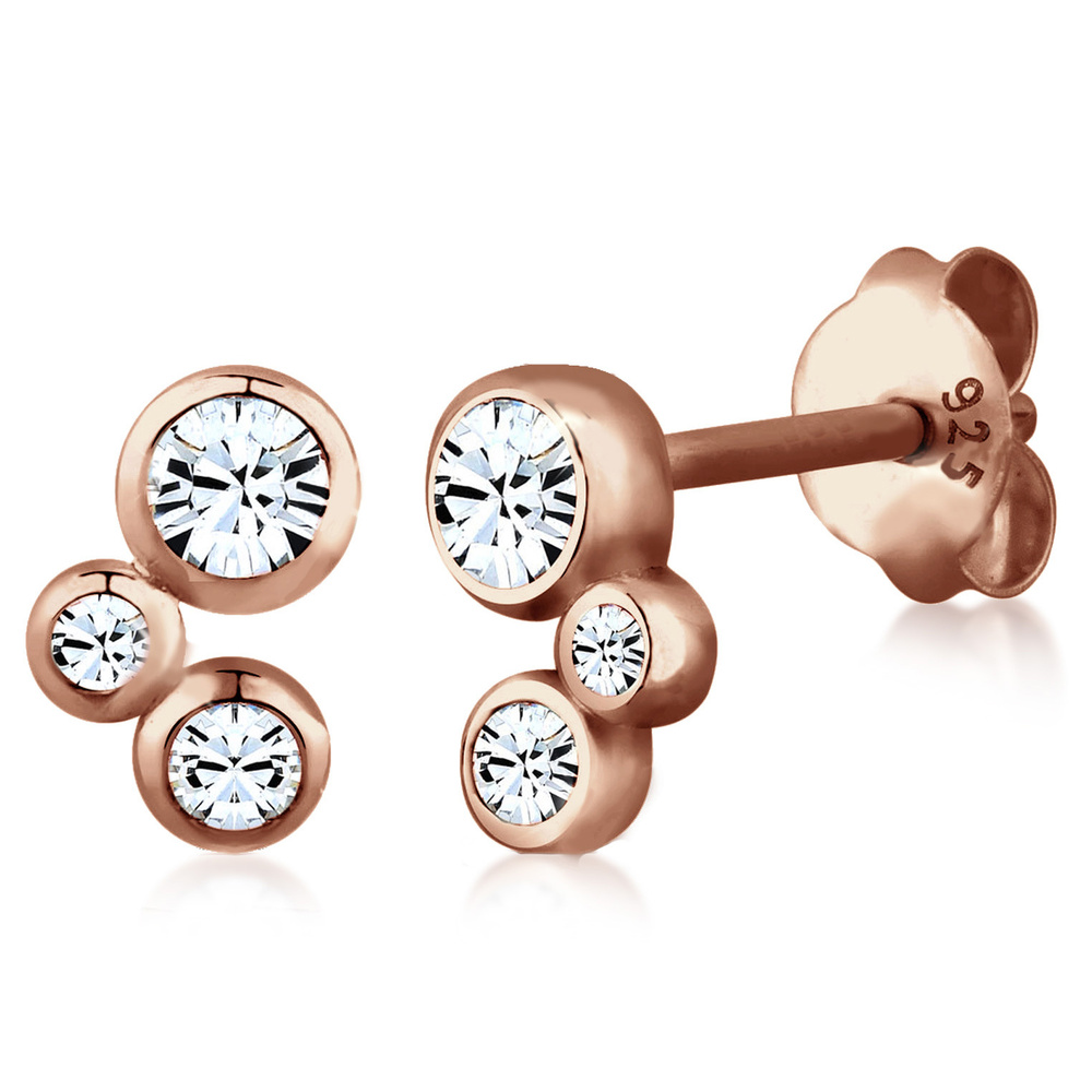 Elli Elli Boucles d'Oreilles Bouchon Geo pour Femmes avec Cristaux en Argent Sterling  Boucles d'oreilles