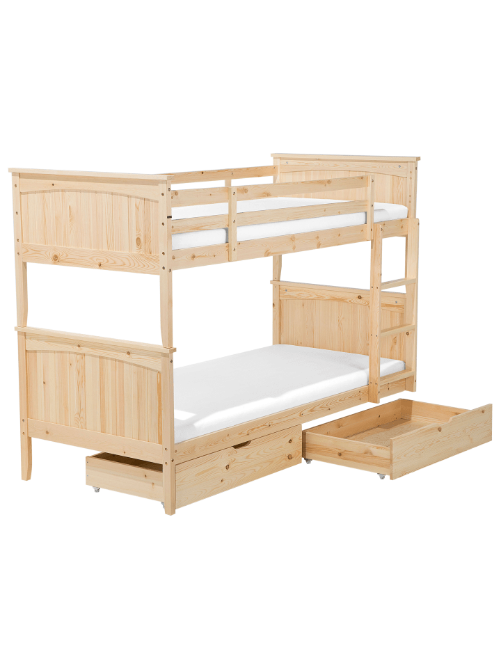 Beliani Hochbett ALBON in Heller Holzfarbton - (W) 97 x (H) 150 x (L) 208 cm günstig kaufen onesize