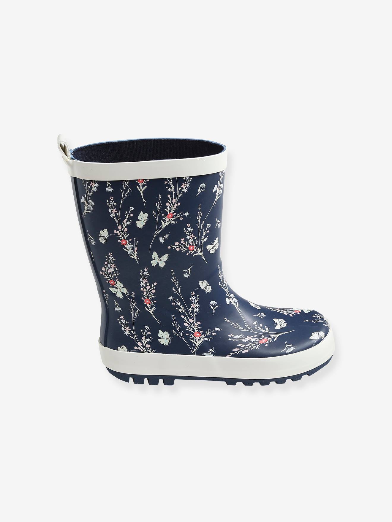 Bottes de pluie fille en caoutchouc bleu marine