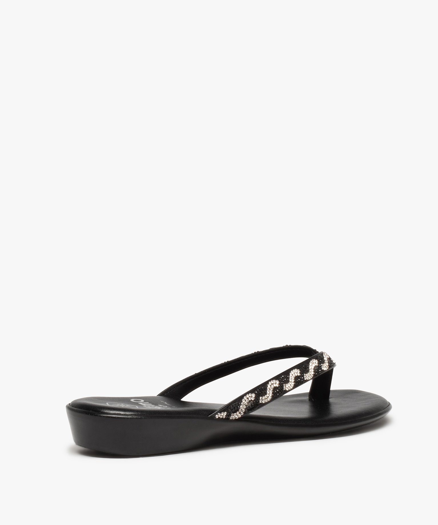 Tongs femme avec brides à strass bicolores noir | GEMO