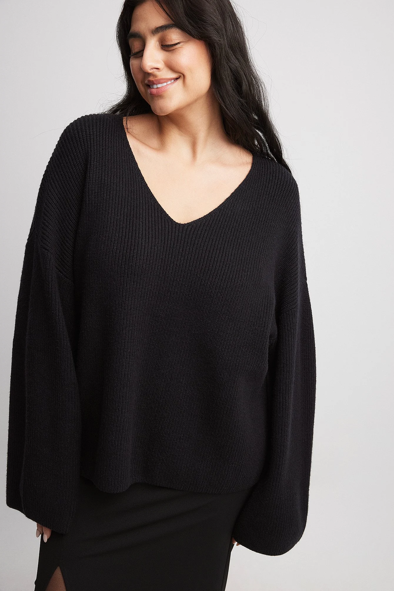 V-Ausschnitt Strickpullover