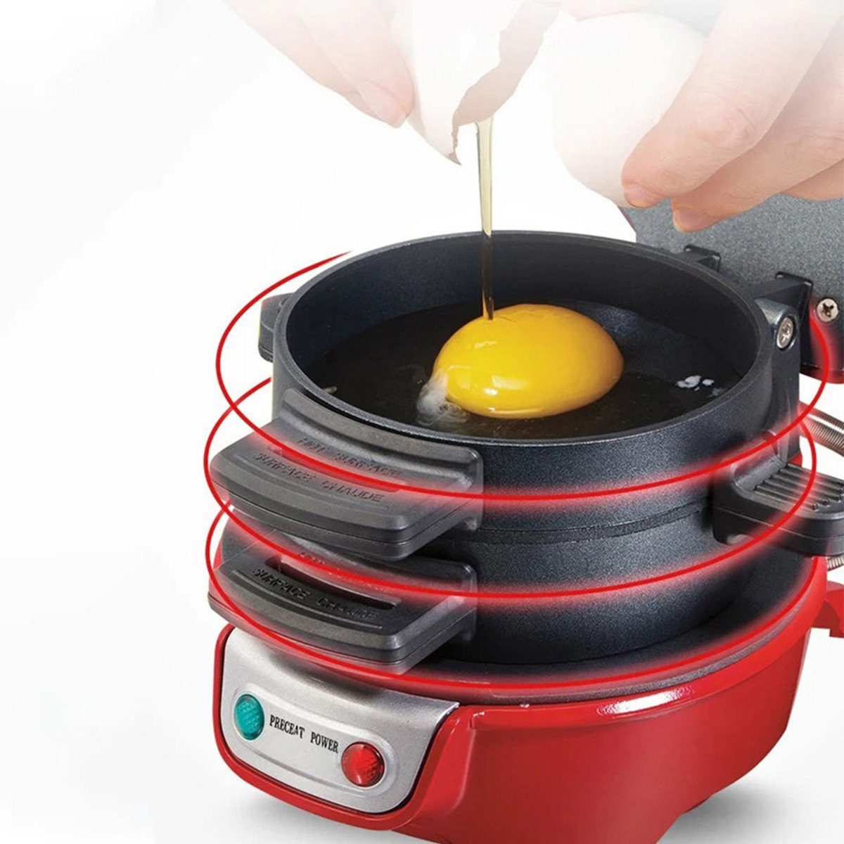 Yoyaxi 3-in-1-Sandwichmaker Hamburgermaschine - Sandwichmaschine, 3-in-1 Frühstücksmaschine, Omelette-Toaster