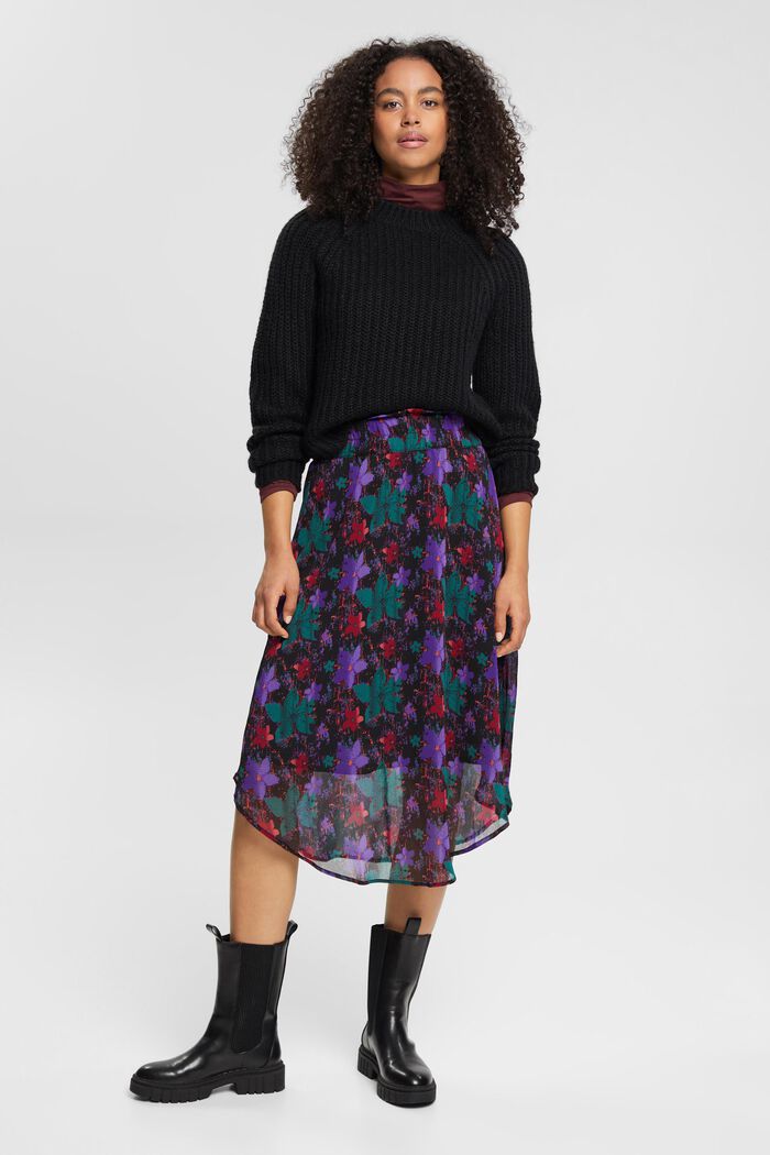Gemusterter Midirock aus Chiffon